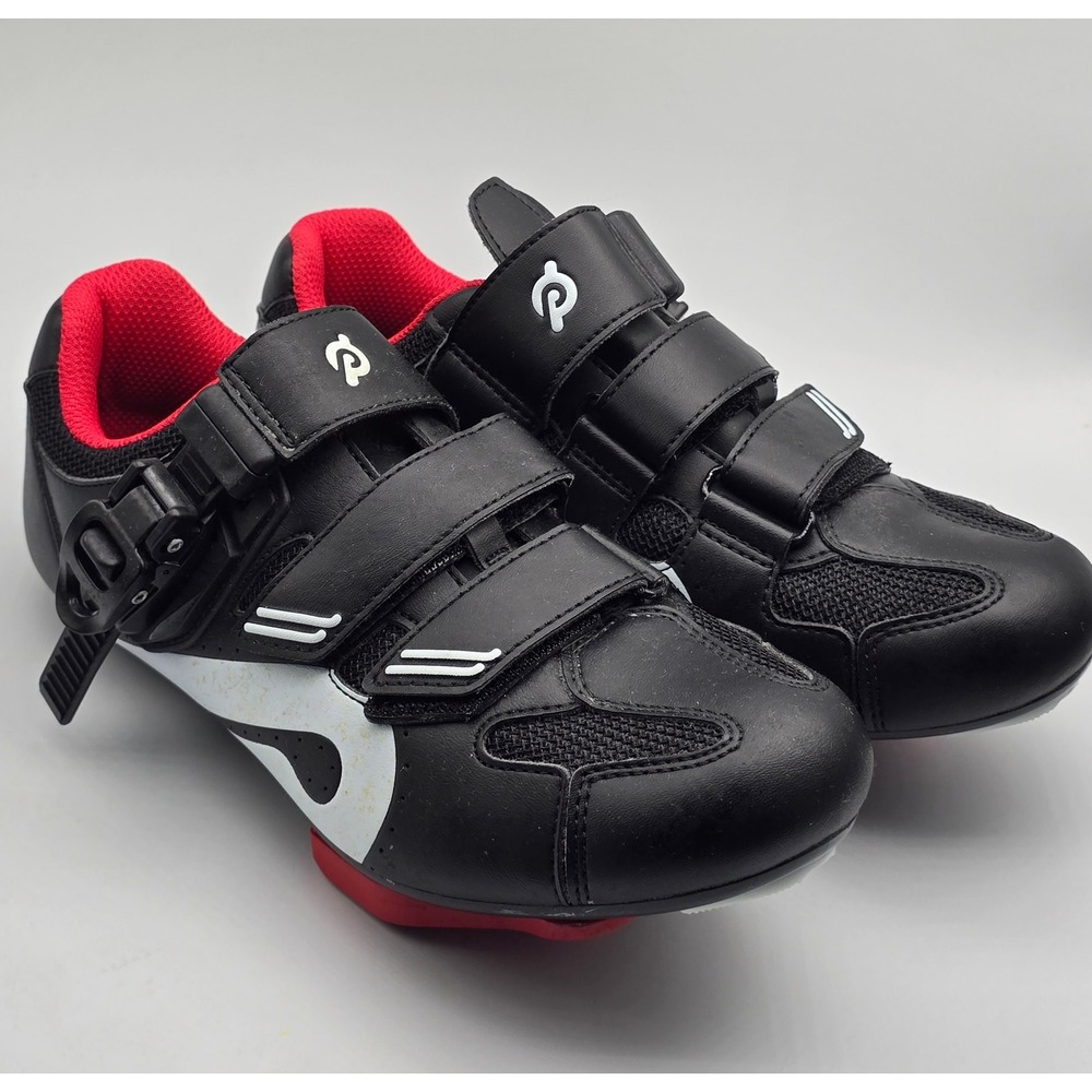 Peloton Cycling Shoes Womens 38 Black Red Indoor Spin Bike Cleats PL-SH-B-38